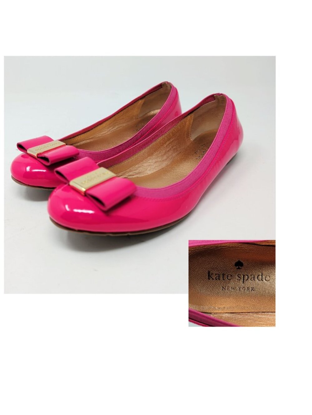 Kate Spade Hot Pink Ballet Flats 6 Patent Leather Bow